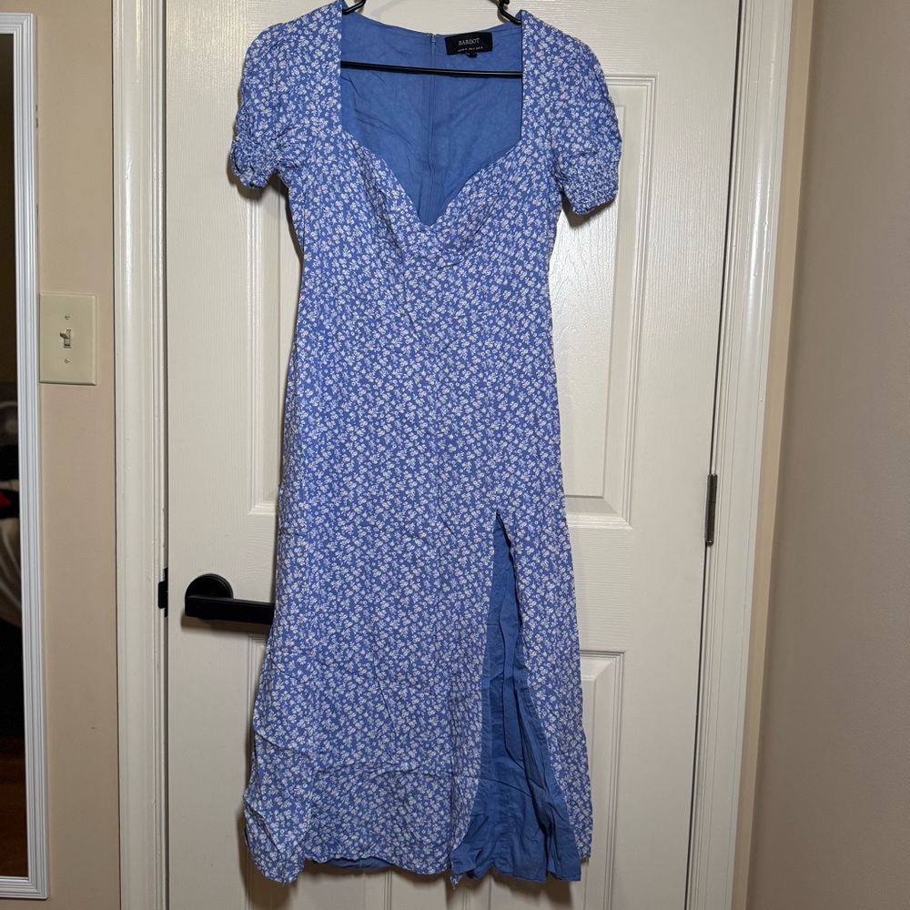 Bardot Light Blue Floral Midi Dress Size S - Picture 4 of 11